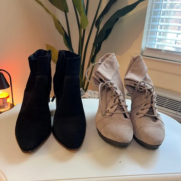 Women’s Ankle Booties in Black and Taupe - Stylish Everyday Heels - Picture 3 of 4